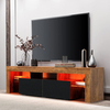 LED TV Stand High Glossy Television Stands RGB LED Lights Wood Rustic TV Stand TV Gaming TV Cabinet for Living Room Bedroom
