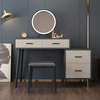 LED Nordic Furniture Corner Mirrored Vanity Makeup Dressing Table With Lighted Mirror And Stool