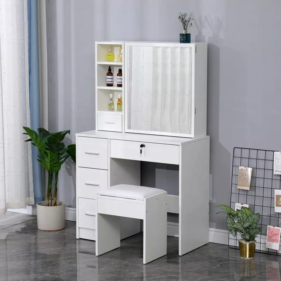 Modern Design PB Board Dressing Table with Mirror And Stool