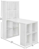 Living Room H Shaped Console Table, 2+1 Desk with A Hutch Bookshelf Cube