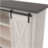 Farmhouse TV Stand Fits TVs up to 50" with Sliding Barn Doors and Storage Shelves, Whitewash & Gray