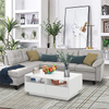 European Style High Glossy White Coffee Table with 4 Storage Drawers for Living Room