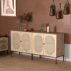 Buffet Modern Sideboard with Handmade Natural Rattan Doors Storage Cabinet 