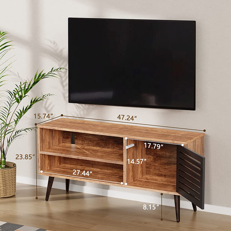 Retro TV Stand for TV, TV Console Table & Entertainment Center TV Stand with Adjustable Shelf for Living Room