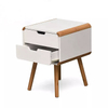 Natural Bamboo Legs Small Mdf Wooden Bedside Table For Living Room