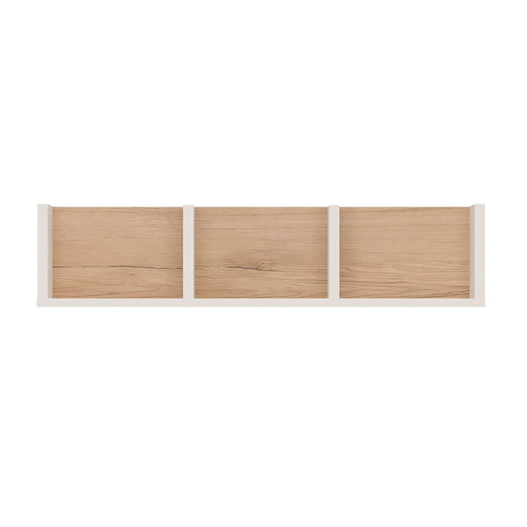 4KIDS 70 CM SECTIONED WALL SHELF IN LIGHT OAK AND WHITE HIGH GLOSS