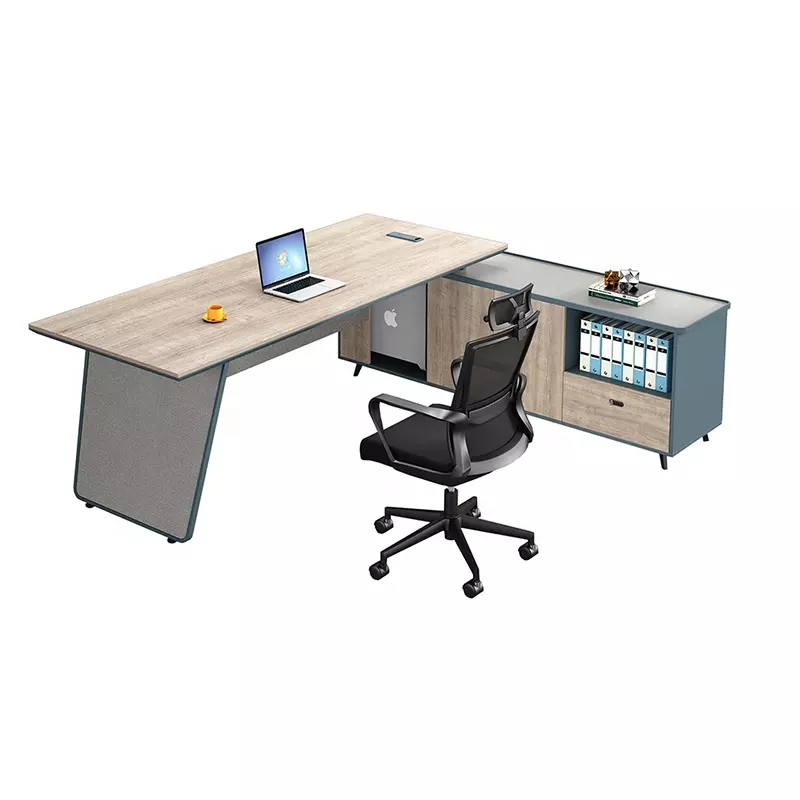 Modern English Office Furniture Computer Table 12400 table de bureau Drawer Manager Executive Office Desk With Side Table