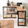 Modern Home Kitchen Dining Room Furniture Wooden Top Black Metal Frame Base Console Table Desk with Display Shelf Shelves IRON