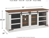 Farmhouse TV Stand Fits TVs up to 68", 2 Sliding Barn Doors and 6 Storage Shelves, White & Brown with Distressed Finish