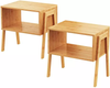 2 Set Modern Bamboo Living Room Nightstand Bedside Tables for Bedroom Corner Table
