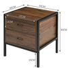 Industrial design retro bedside table with black metal legs and 2 drawers for bedroom living room.