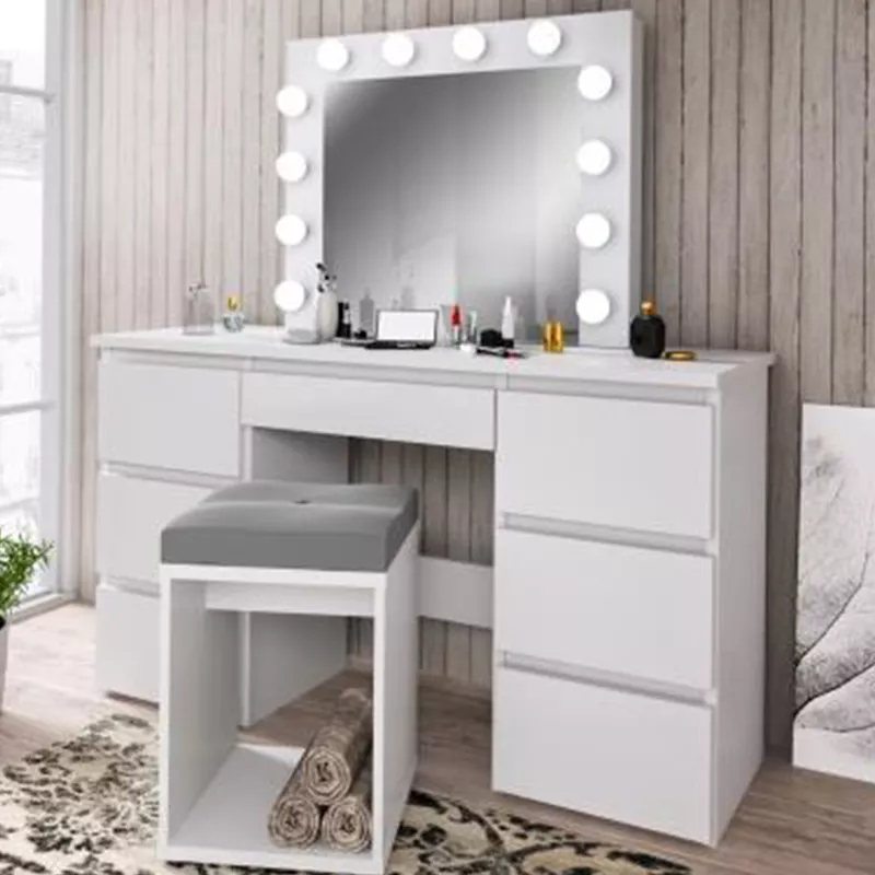 Cheap fatory price white gloss dressing table with drawers wood